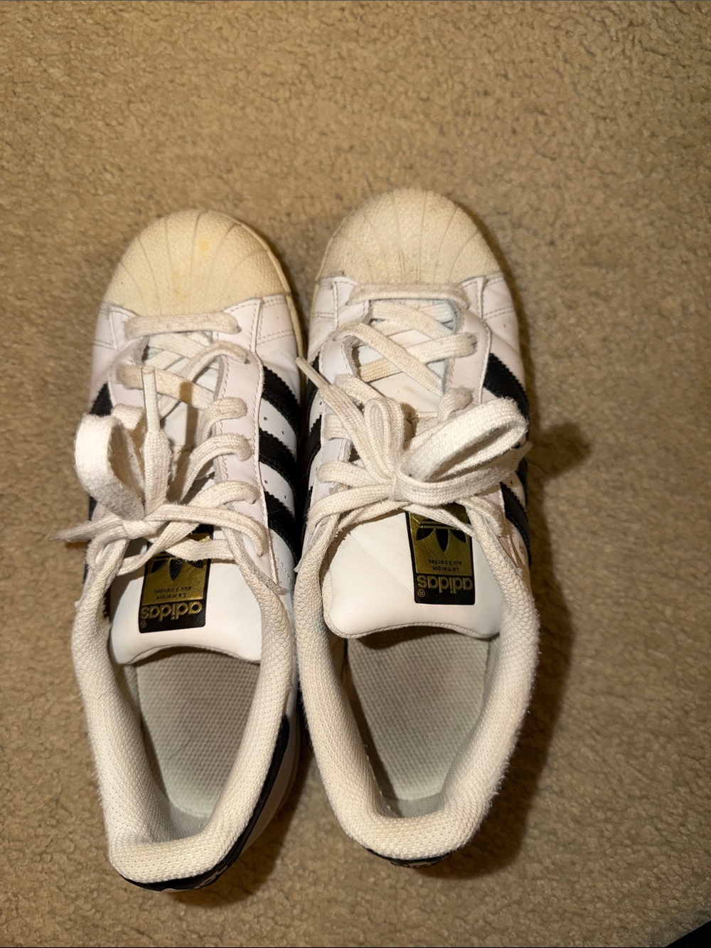 adidas White Sneakers with Black Three Stripes